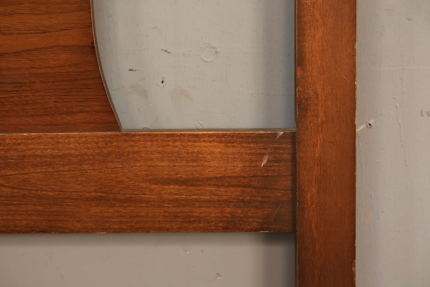 Mid Century Walnut Cutouts Twin Headboard