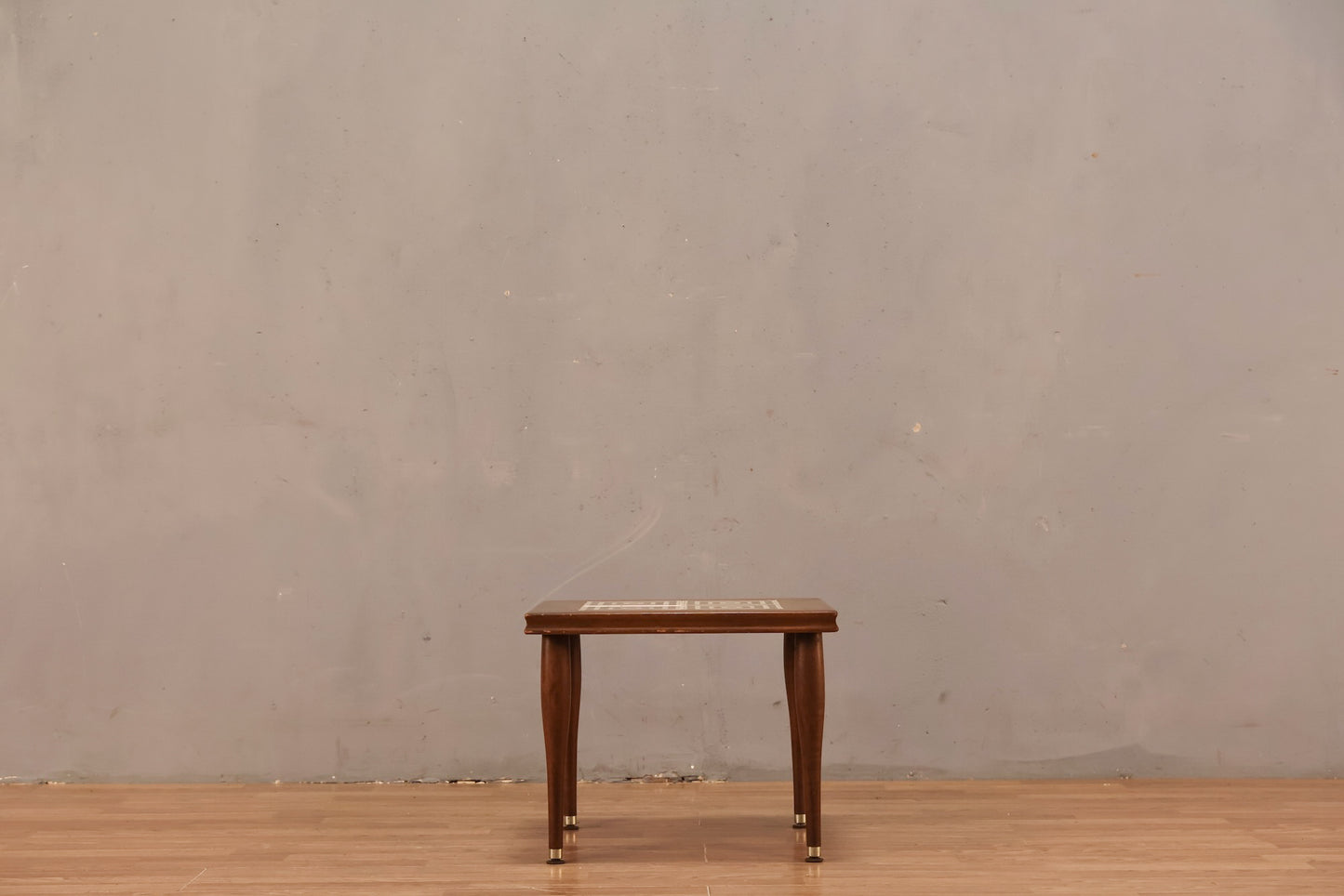 Mid Century Walnut & Tile Square End Table