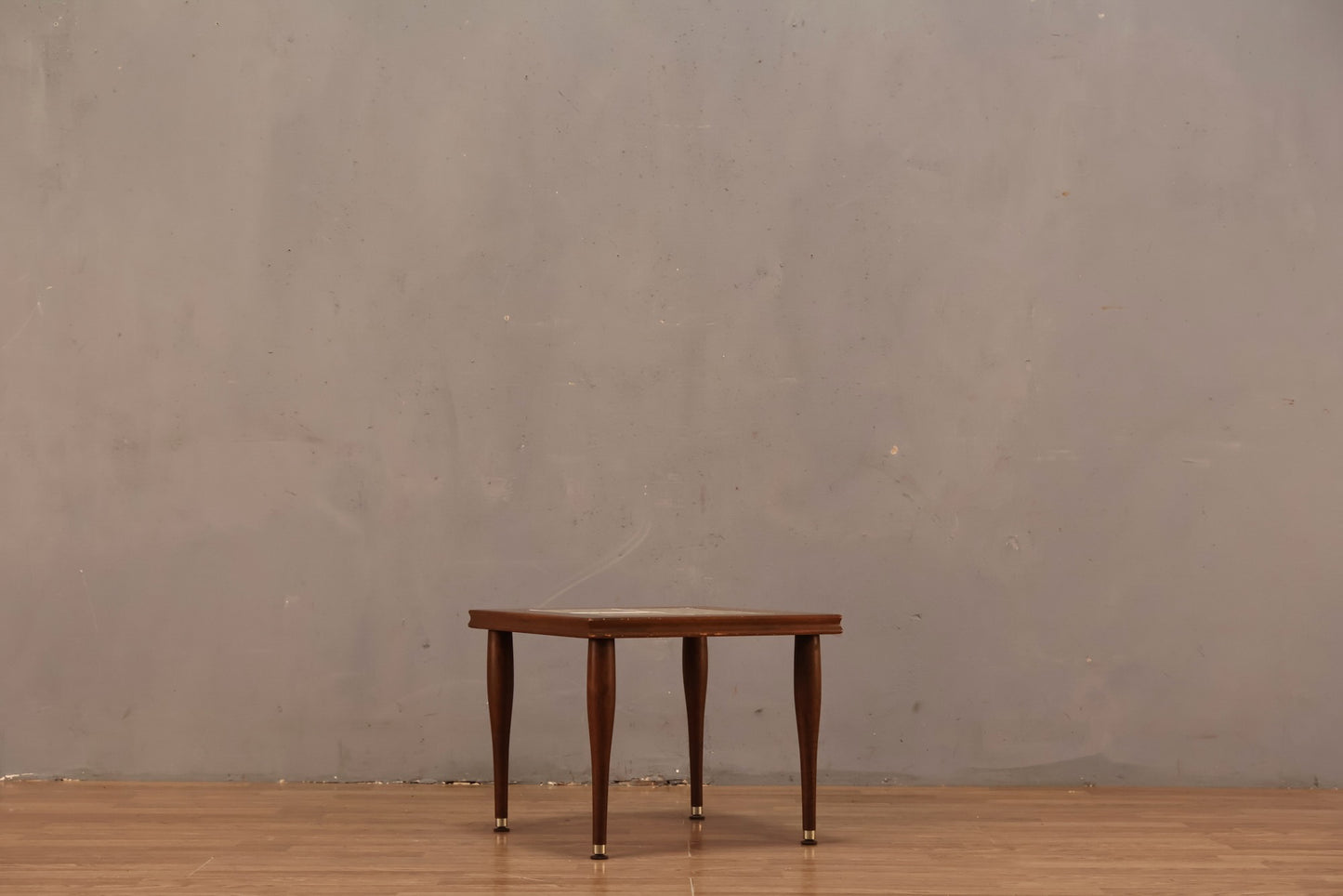 Mid Century Walnut & Tile Square End Table