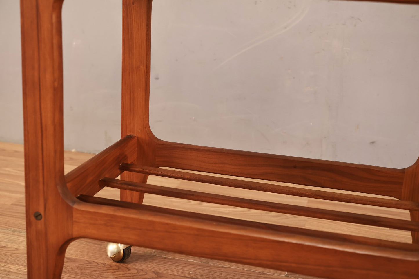 Compact Walnut & Laminate 2-Tier Bar Cart