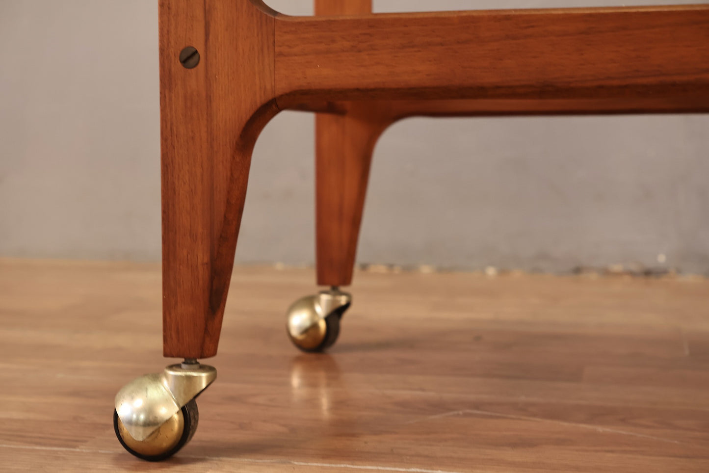 Compact Walnut & Laminate 2-Tier Bar Cart