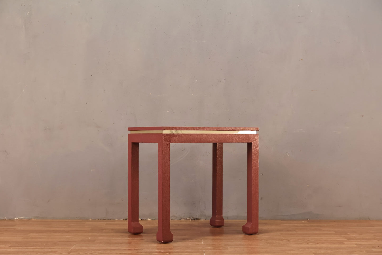 Tall Mauve Grasscloth End Table