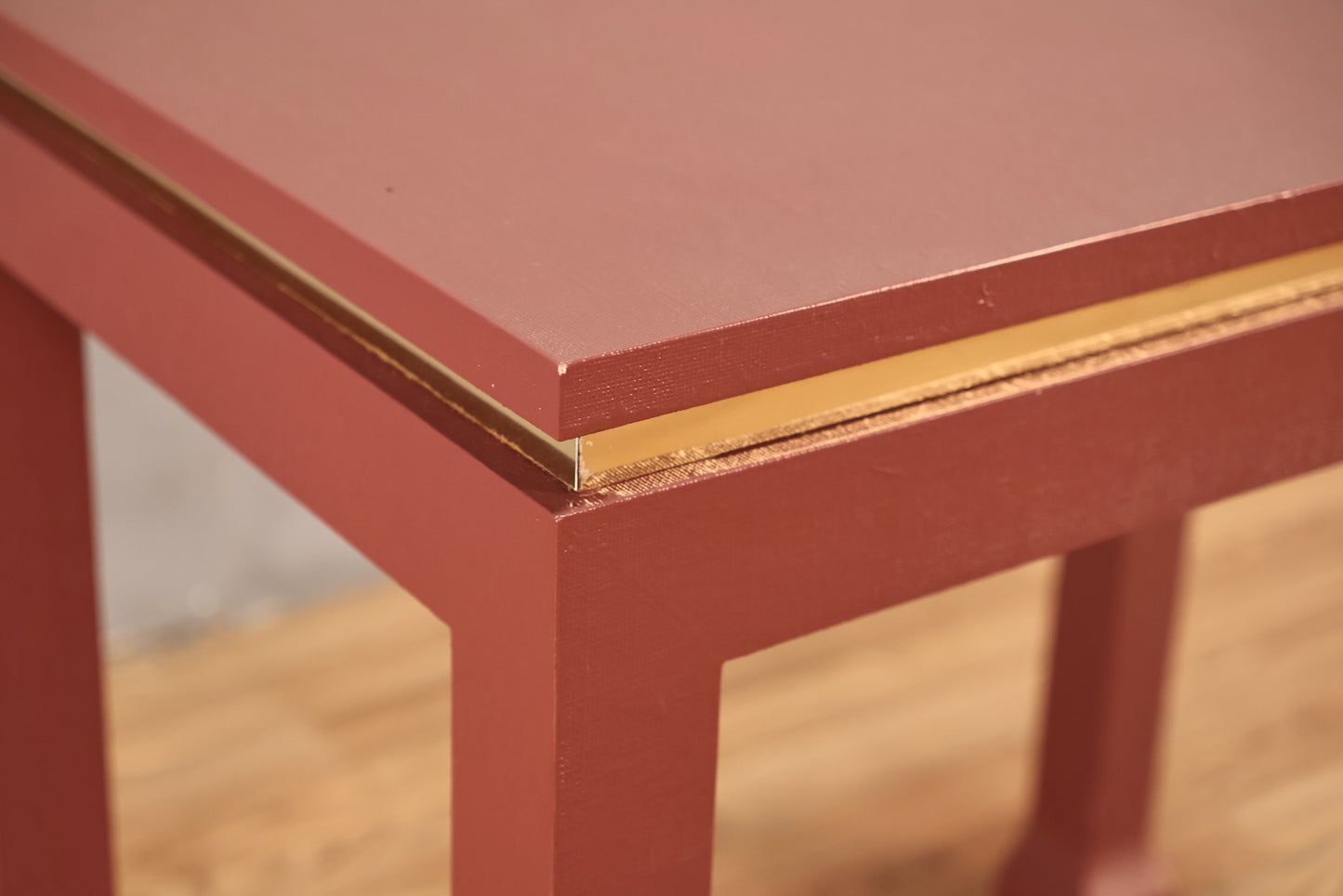 Tall Mauve Grasscloth End Table