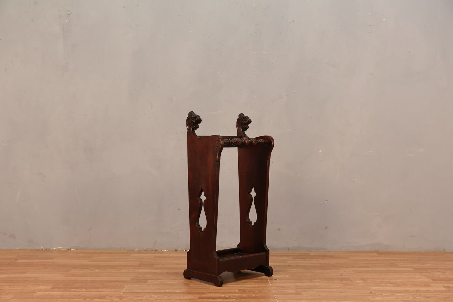Mahogany Lion Head Umbrella Stand - ONLINE ONLY