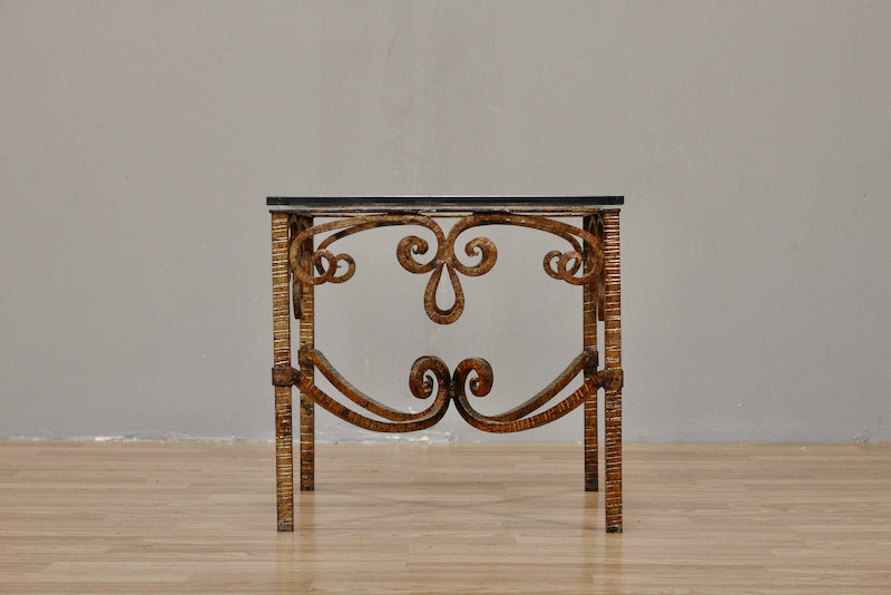 Square Glass & Metal Curlicue End Table - ONLINE ONLY