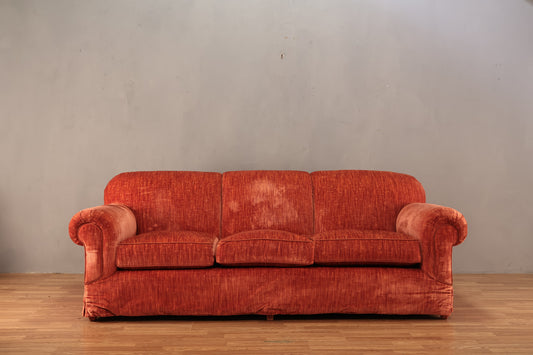 Coral Crushed Velvet Sofa - ONLINE ONLY