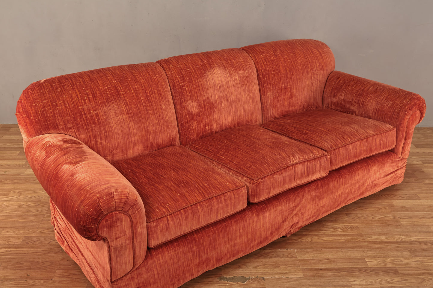 Coral Crushed Velvet Sofa - ONLINE ONLY