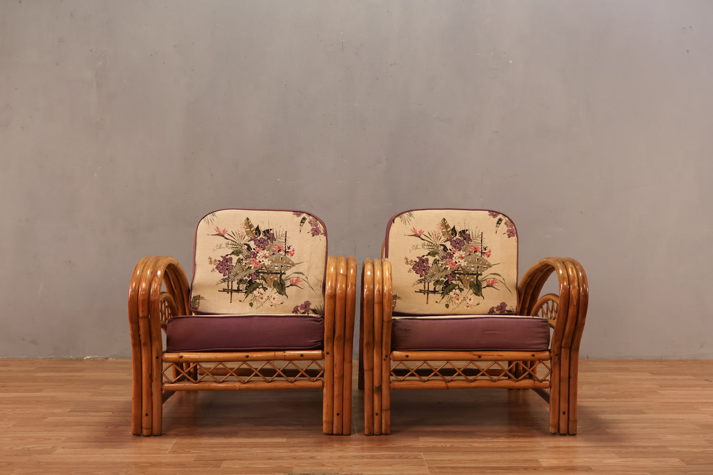 Rattan & Hibiscus Lounge Chair - ONLINE ONLY