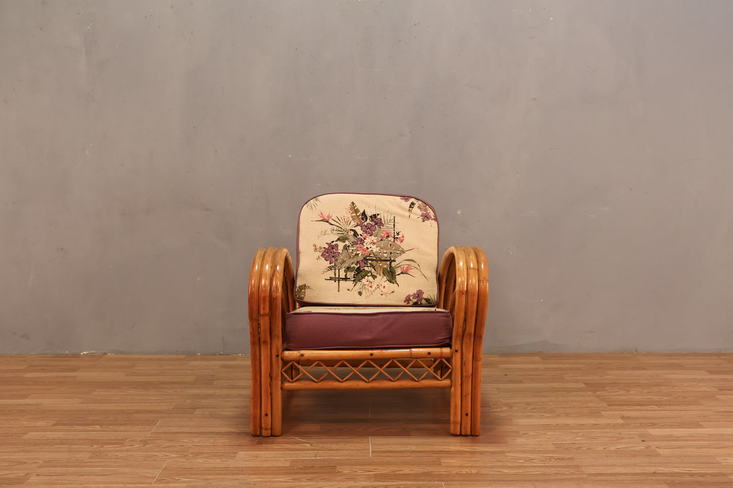Rattan & Hibiscus Lounge Chair - ONLINE ONLY