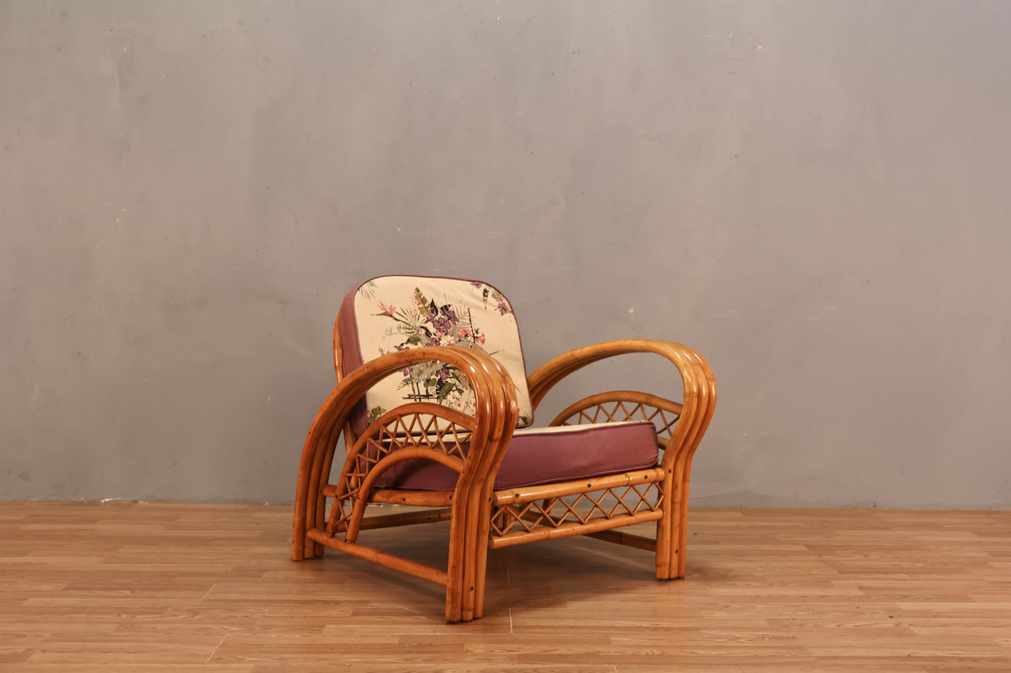 Rattan & Hibiscus Lounge Chair - ONLINE ONLY