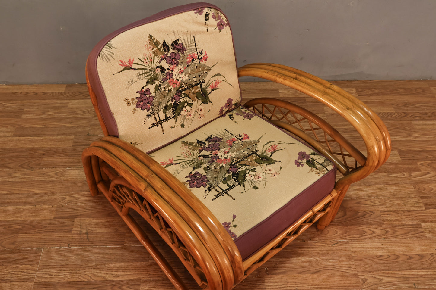 Rattan & Hibiscus Lounge Chair - ONLINE ONLY