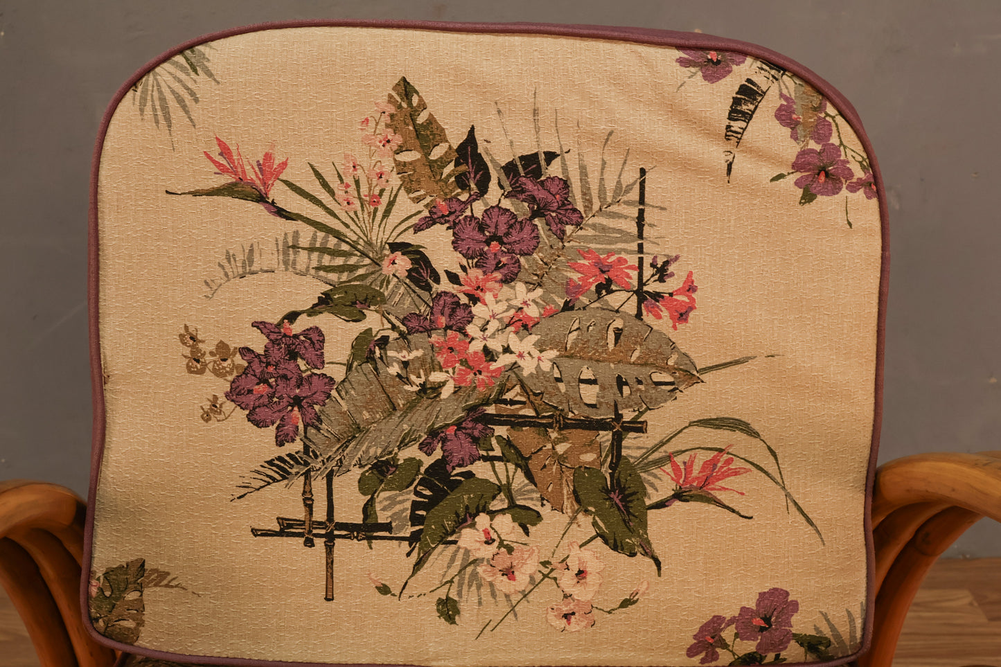 Rattan & Hibiscus Lounge Chair - ONLINE ONLY