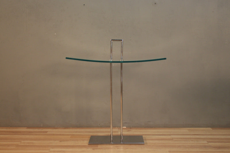 Modern Chrome & Glass Curve End Table