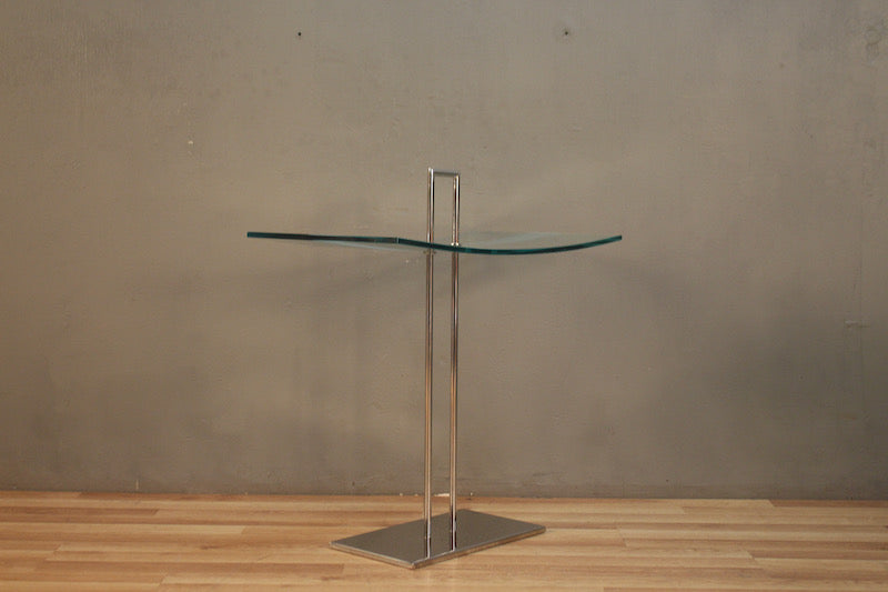 Modern Chrome & Glass Curve End Table