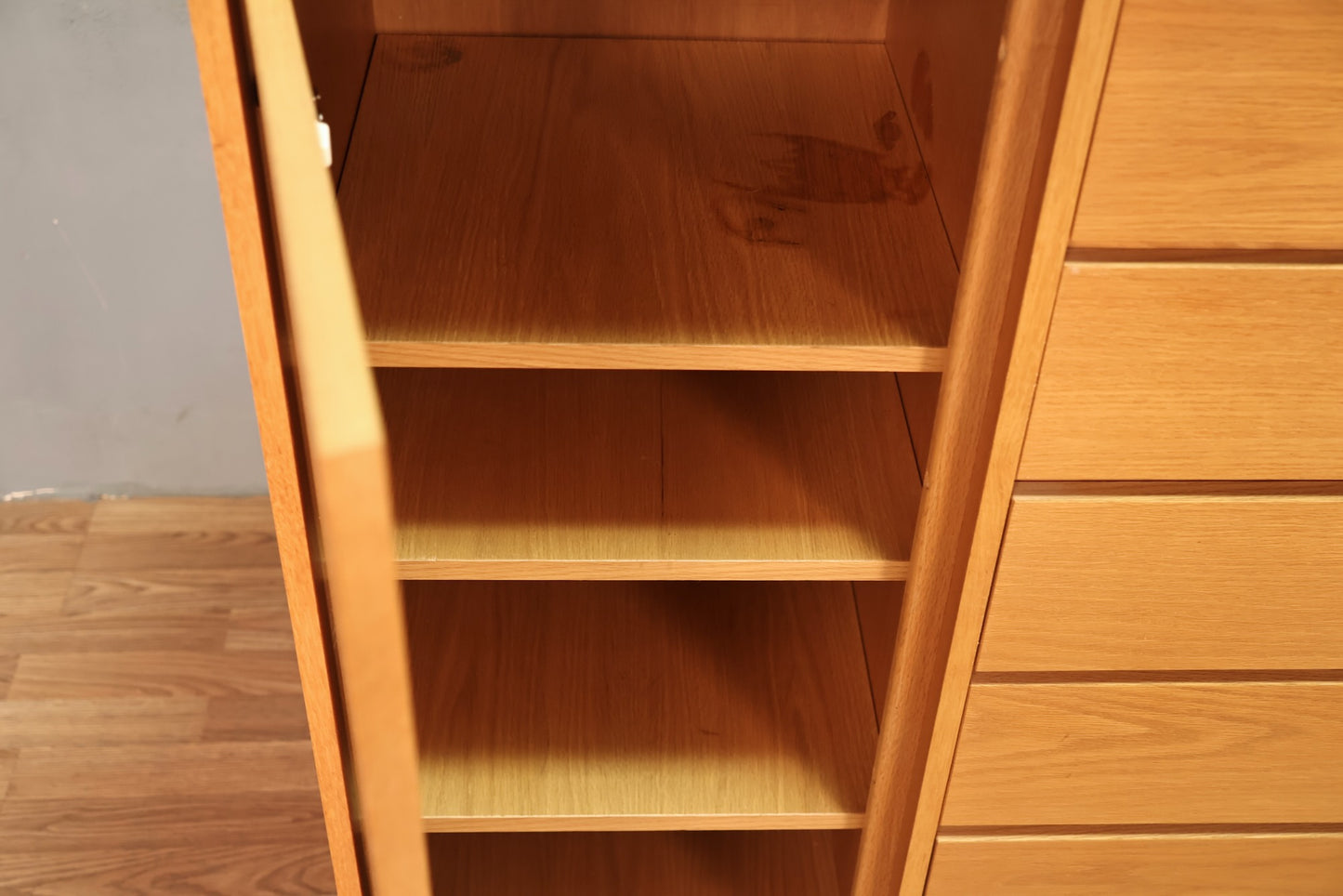Blonde Teak 6-Drawer Chifferobe