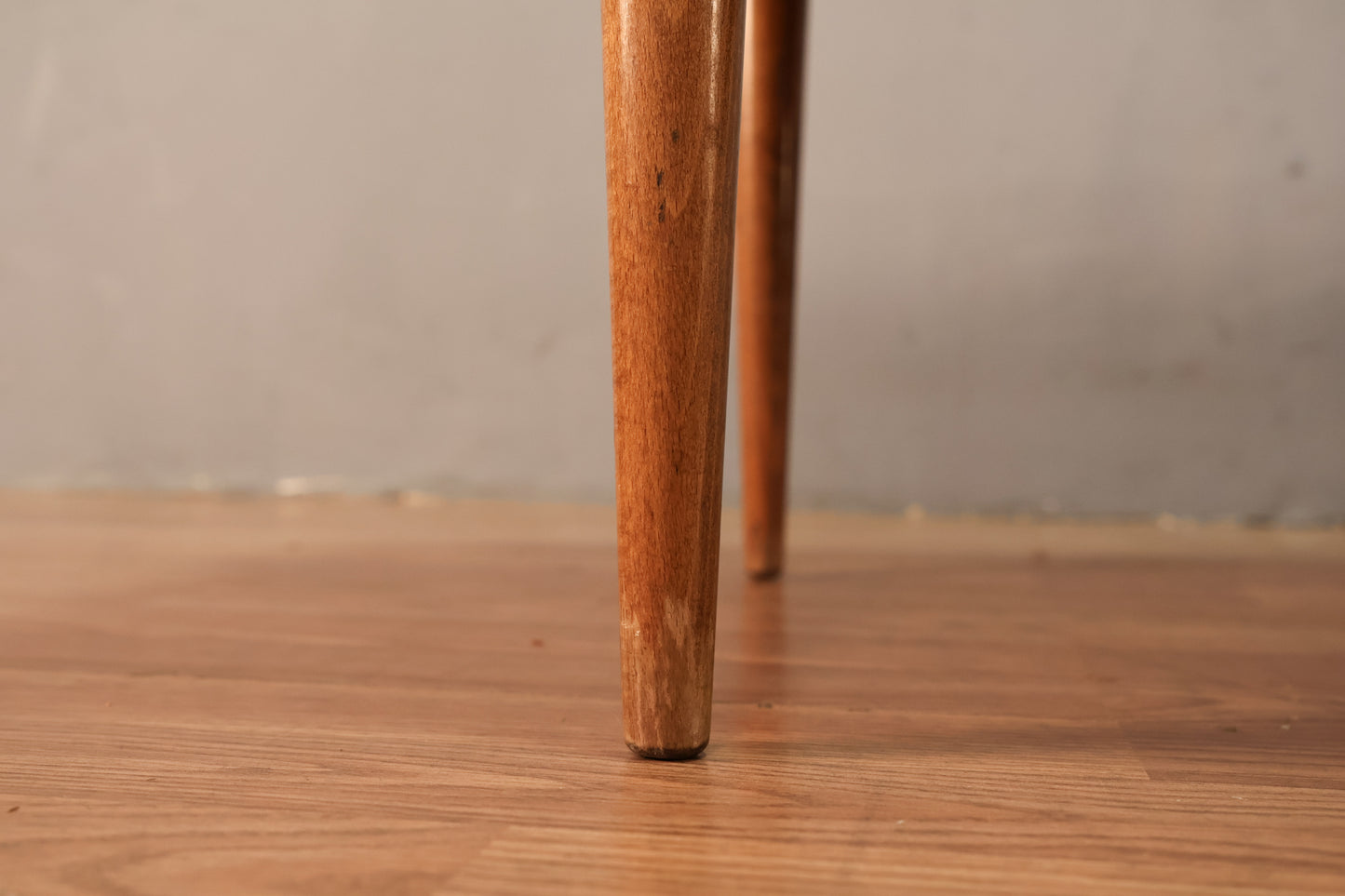 Mid Century Slatted Walnut & Woven Bench