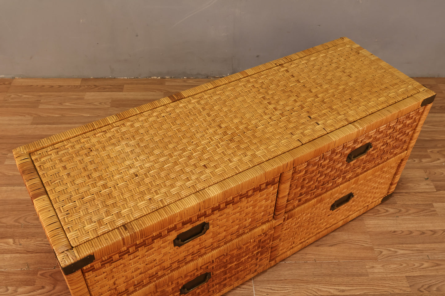 Rattan Campaign 4-Drawer Console