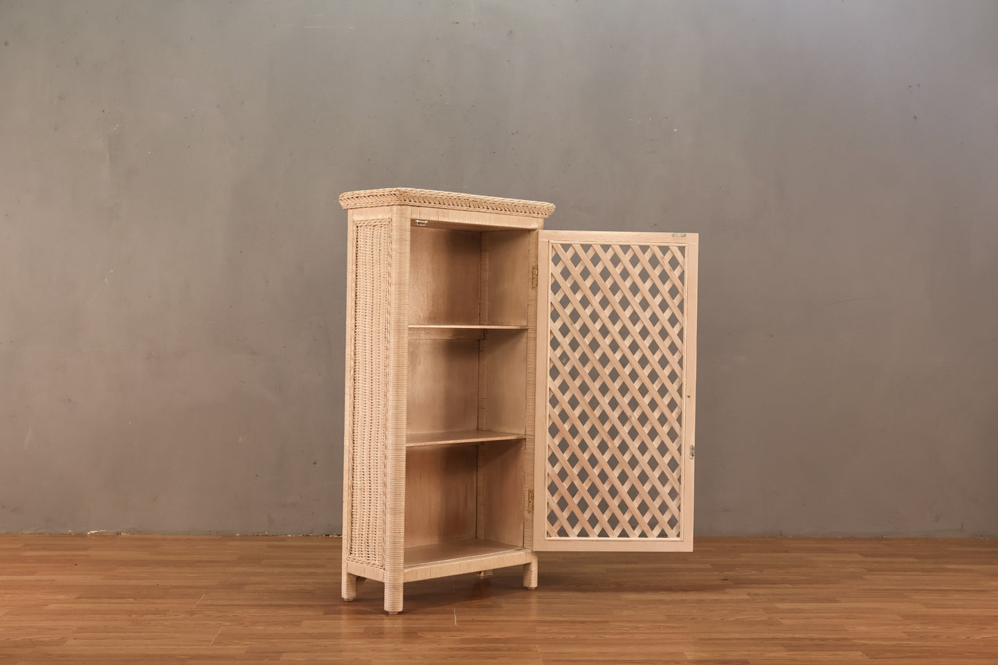 White Wicker Cabinet - ONLINE ONLY
