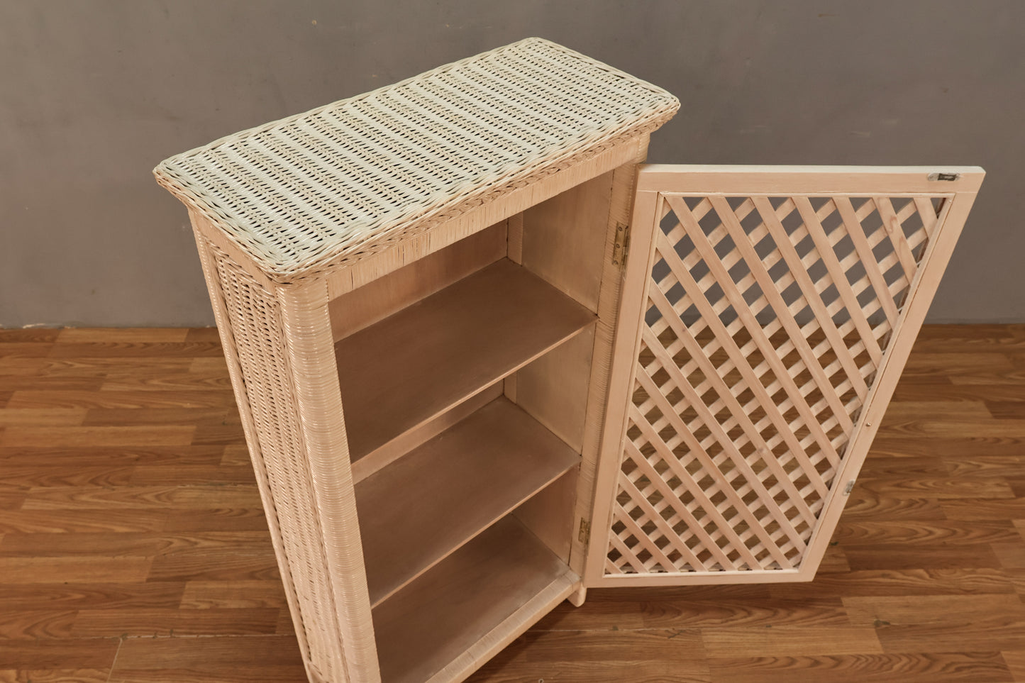 White Wicker Cabinet - ONLINE ONLY