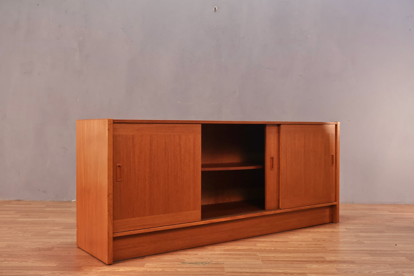 Danish Teak Sliding-Door Credenza