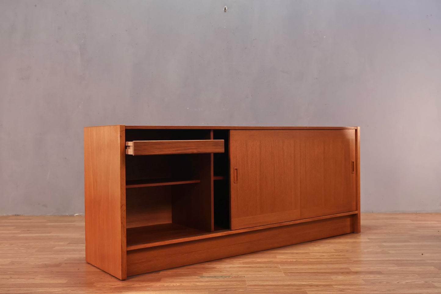 Danish Teak Sliding-Door Credenza