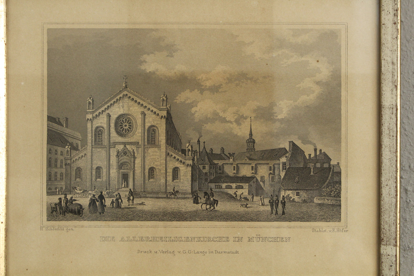 Antique Small "Die Allerheiligenkirche, München" Engraving