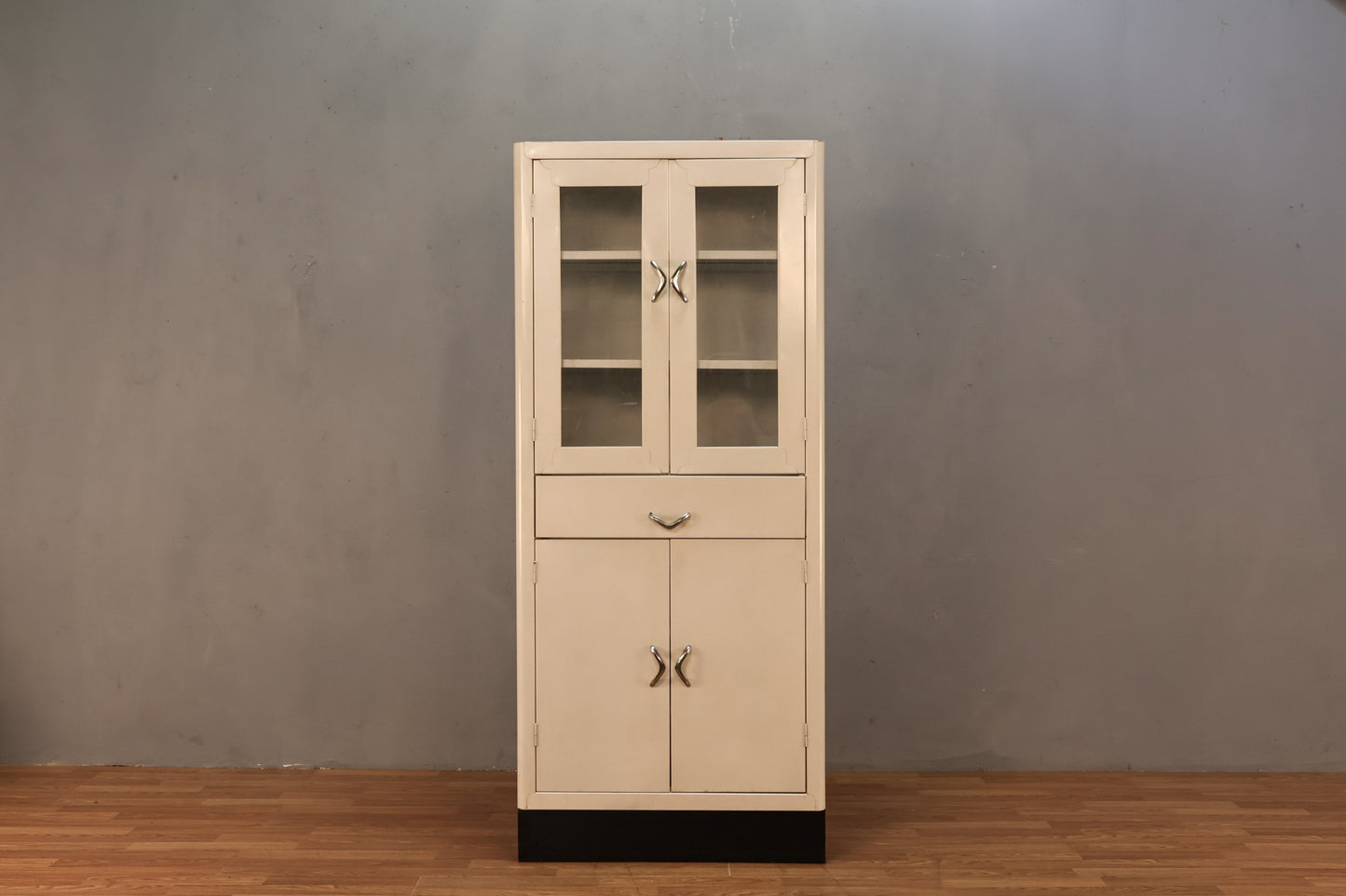 Art Deco White Steel & Glass Wall Unit