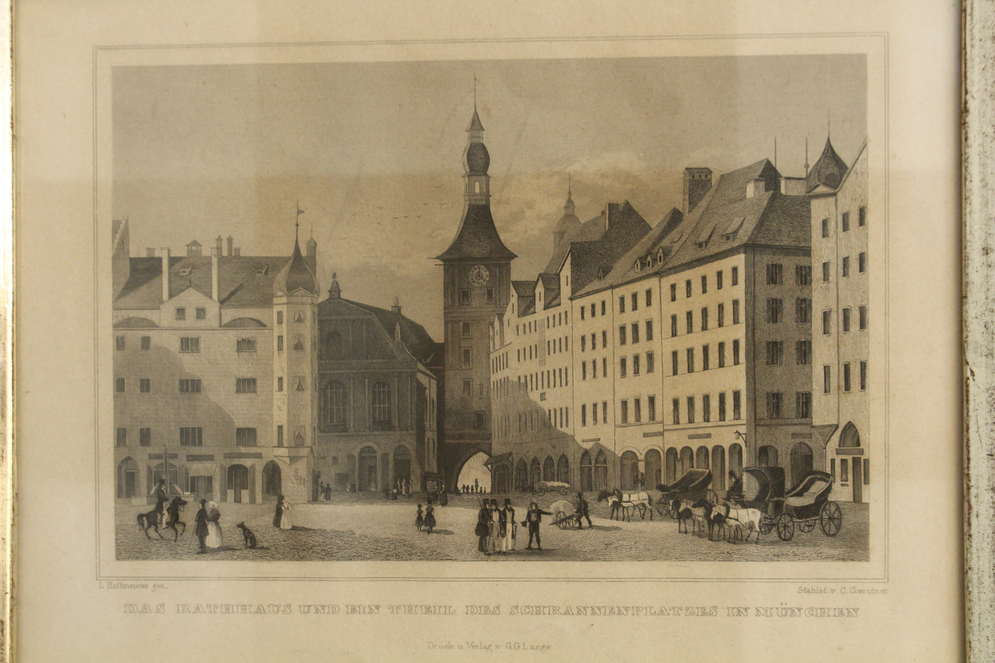 Antique Small "Das Rathhaus, München" Engraving