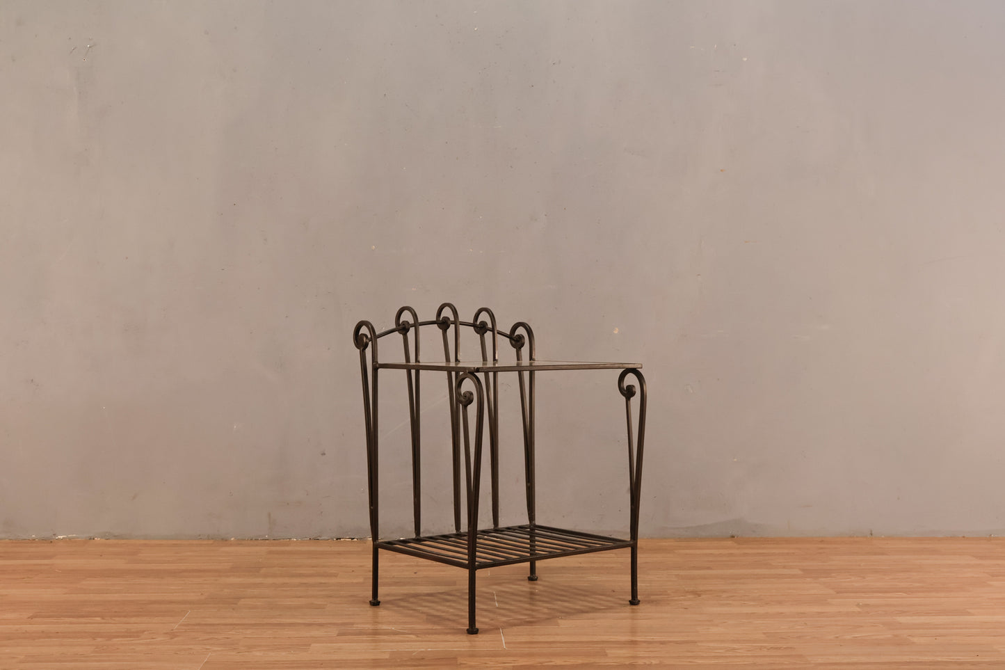 Iron Curlicue & Glass 2-Tier Side Table - ONLINE ONLY