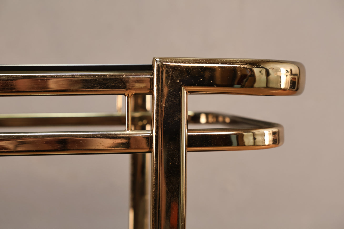 Brass & Smoked Glass 3-Tier Bar Cart