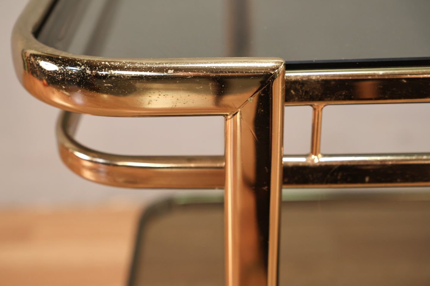 Brass & Smoked Glass 3-Tier Bar Cart