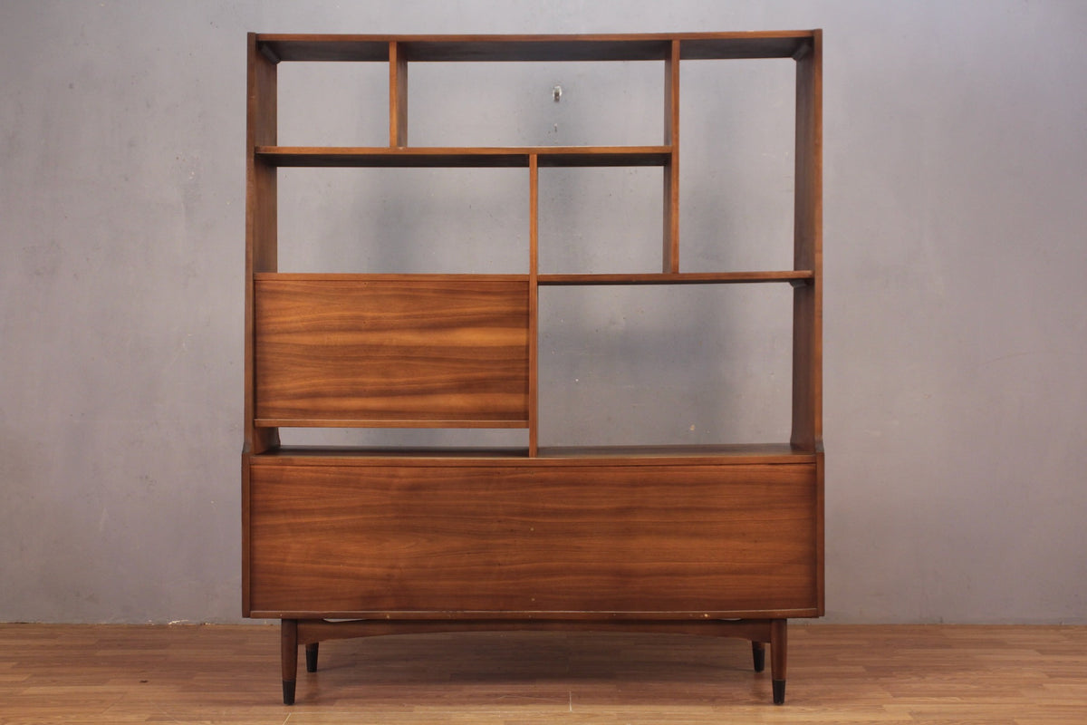 Large Mid Century Walnut Drop-Front Wall Unit