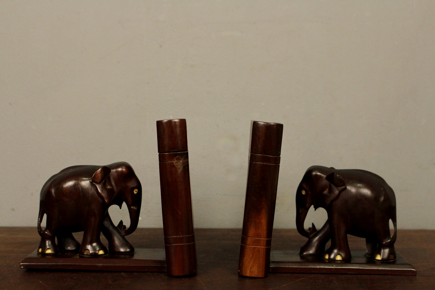Pair of Carved Elephant Bookends