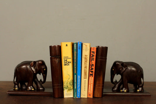Pair of Carved Elephant Bookends