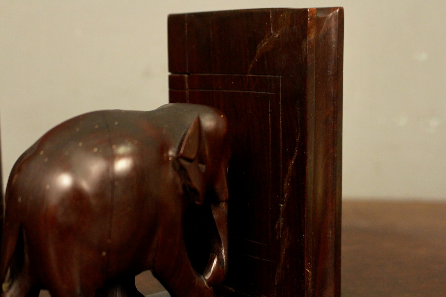 Pair of Carved Elephant Bookends