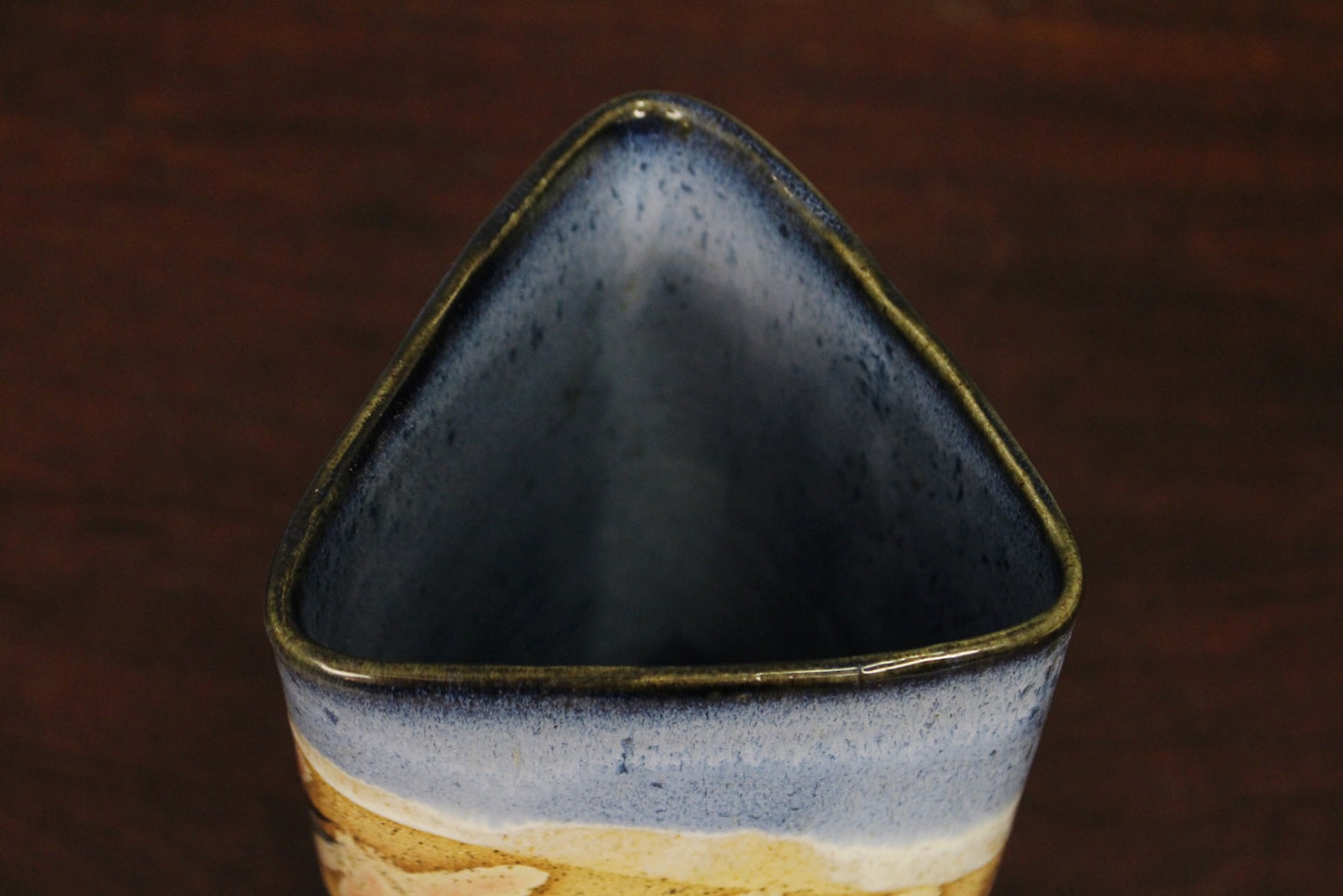 Triangular Floral Ceramic Vase