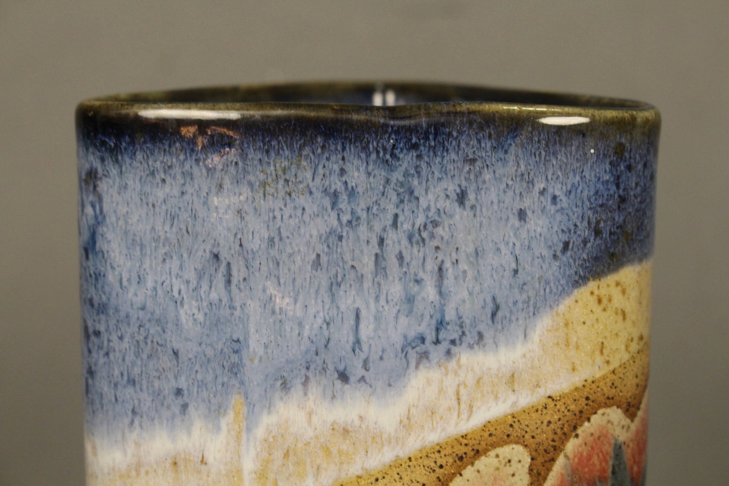 Triangular Floral Ceramic Vase