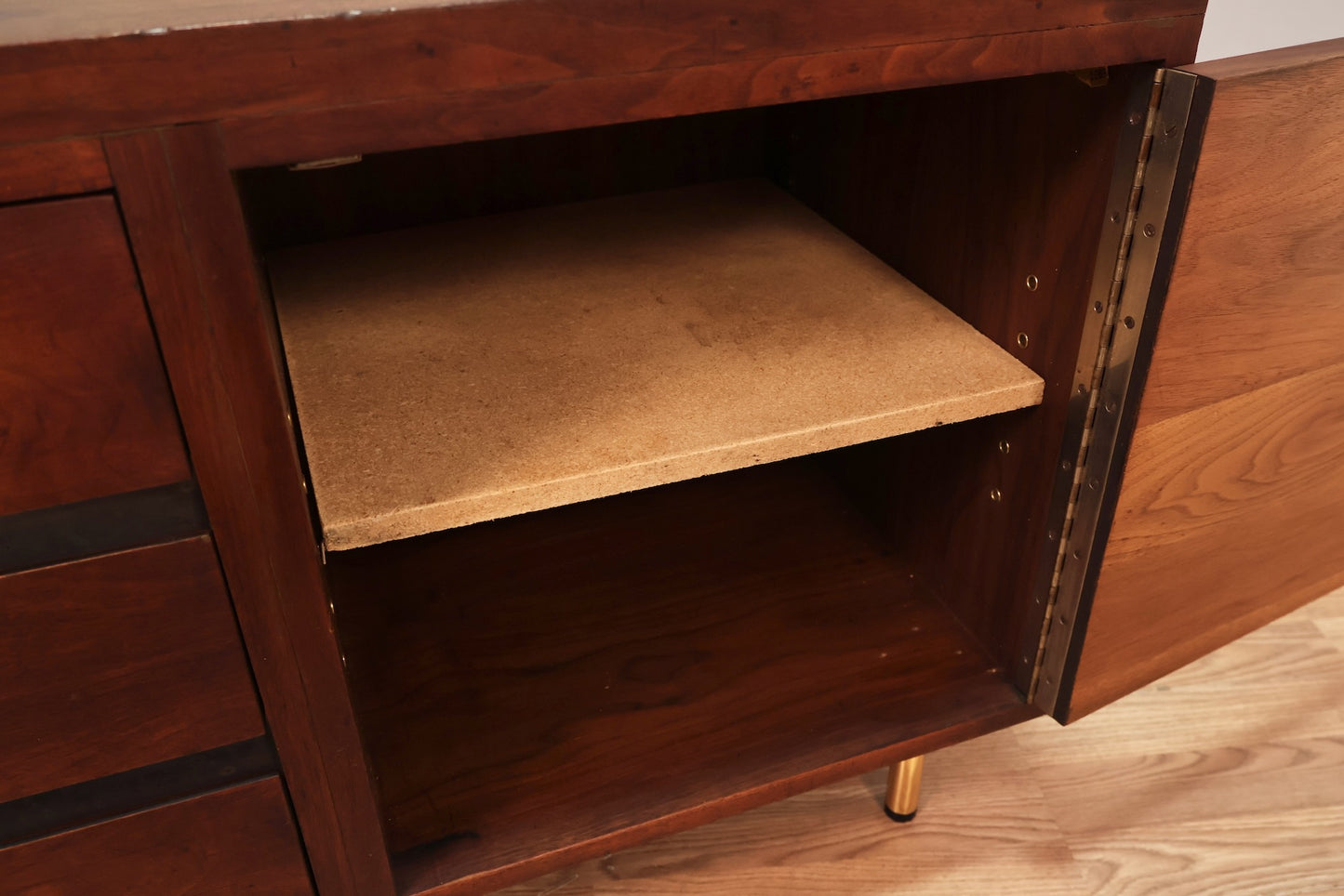 Dark Walnut 3-Drawer Mini Credenza
