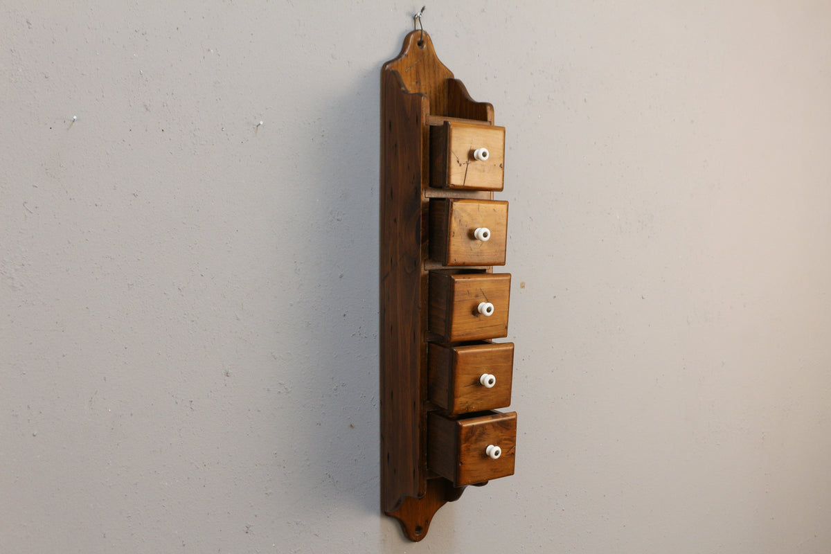 Pine Wall Hanging 5-Drawer Organizer
