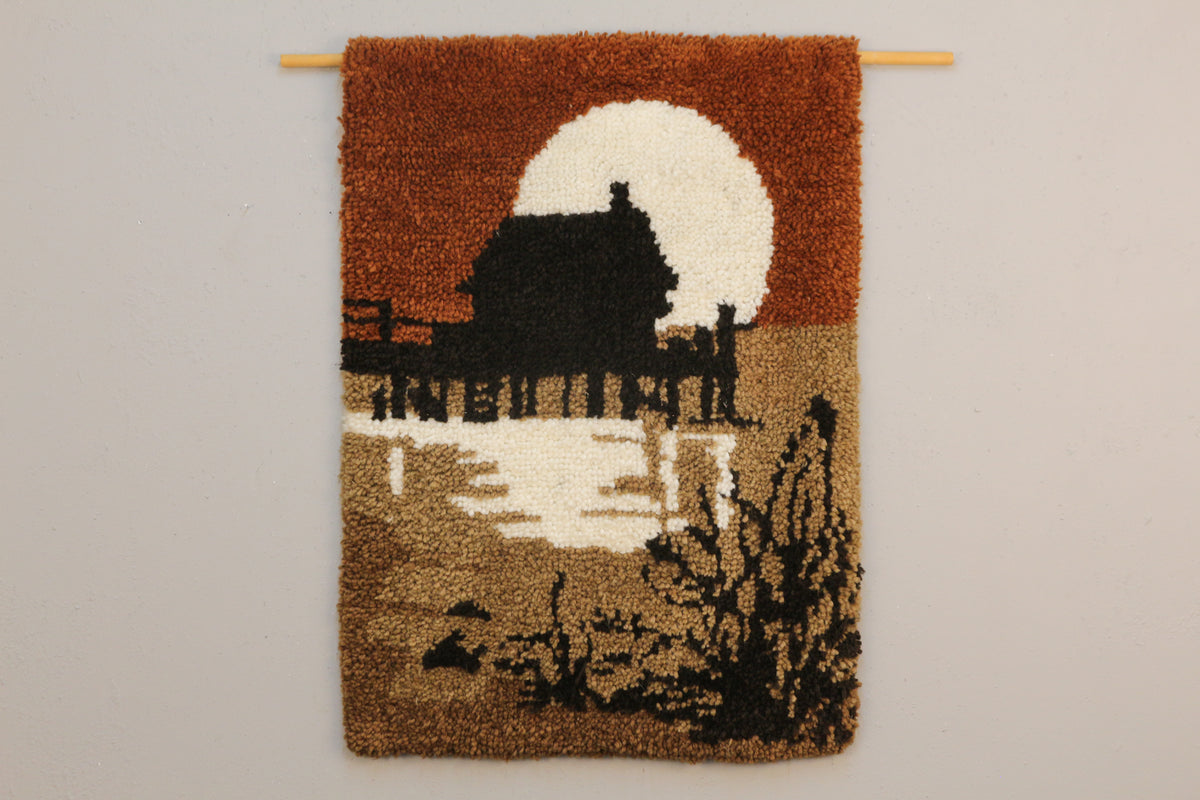 "Lake Cabin" Latch-Hook Wall Hanging