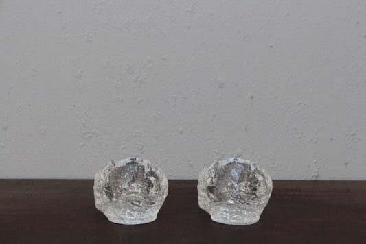 Pair of 1960s Kosta Boda Crystal Candle Holders