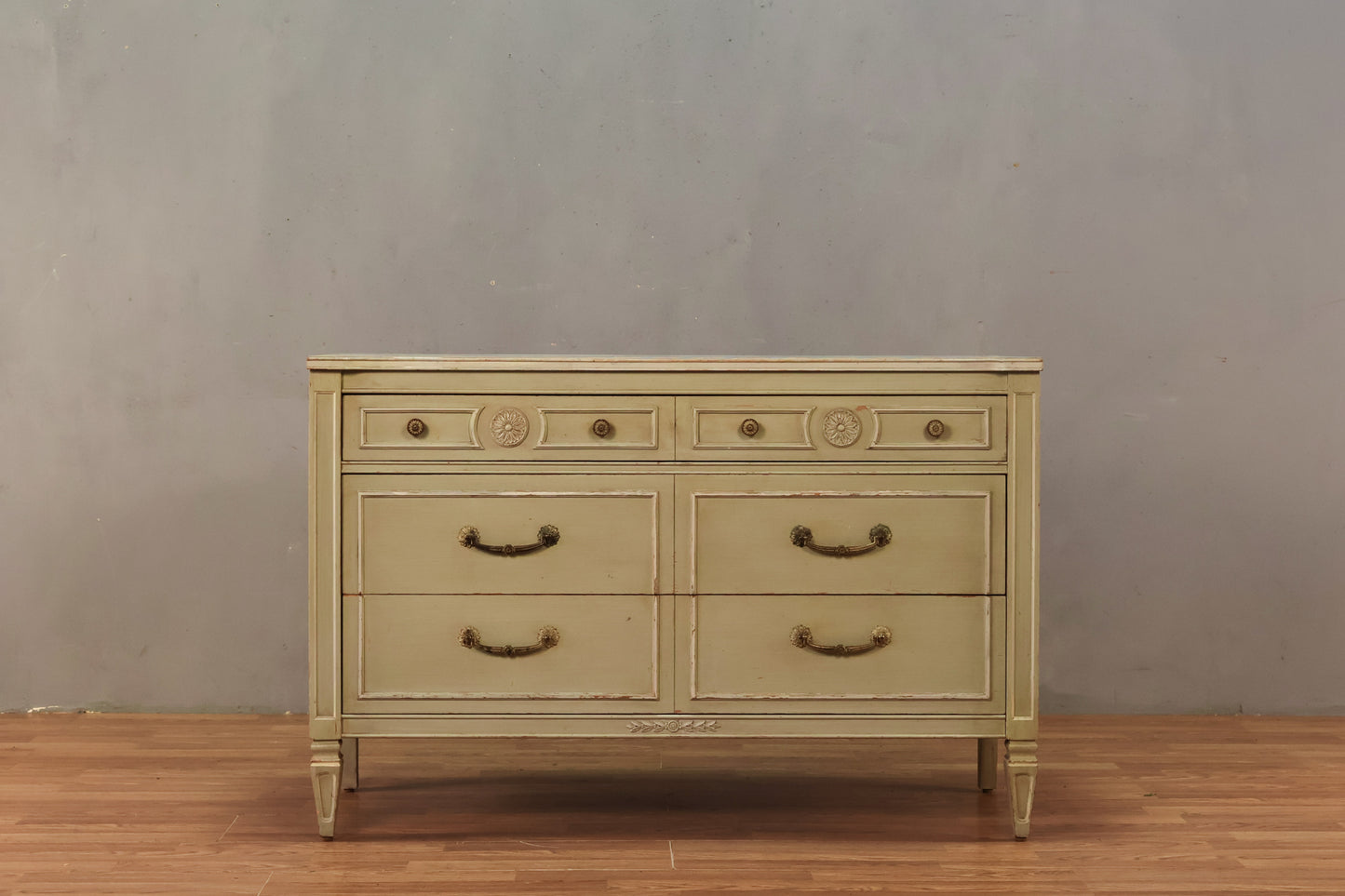 1960s Thomasville Provincial Seafoam 3-Drawer Dresser