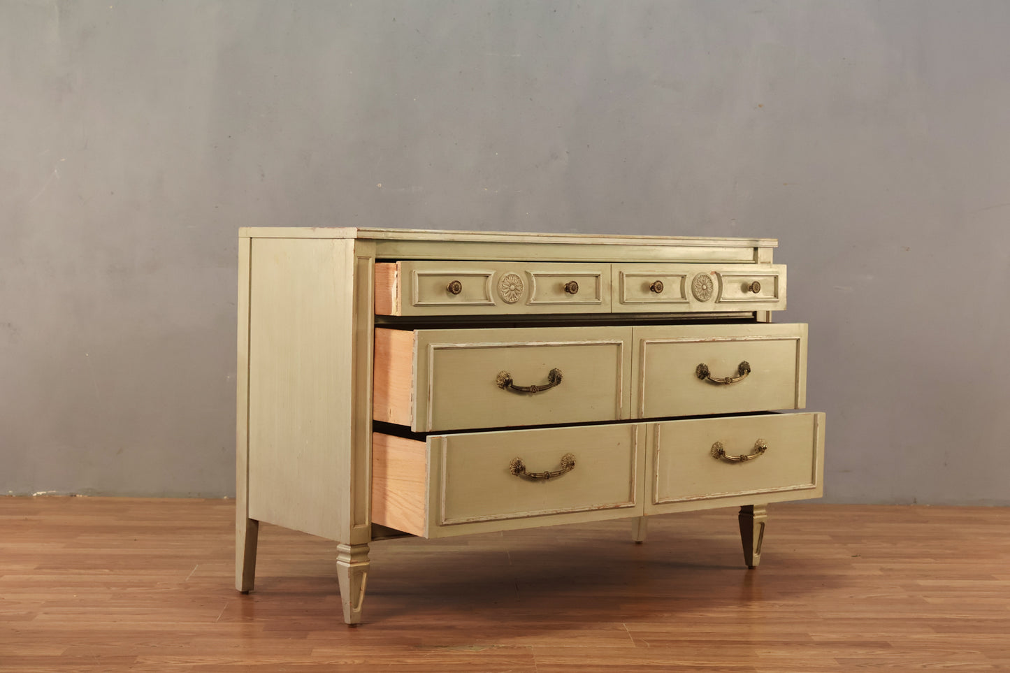 1960s Thomasville Provincial Seafoam 3-Drawer Dresser