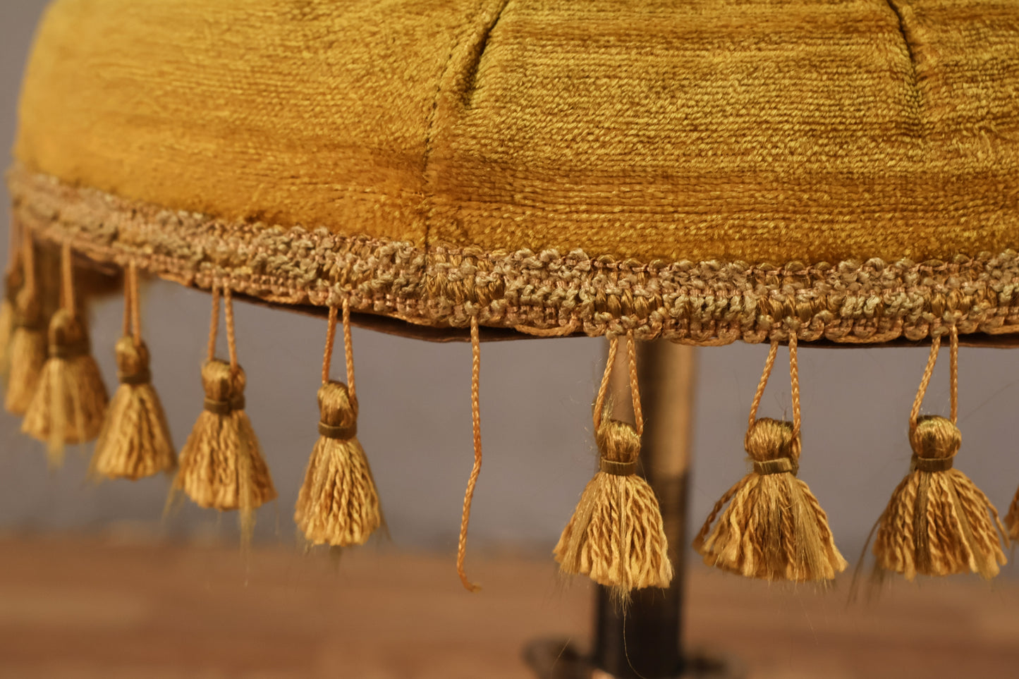 Goldenrod Velveteen Tassel Stool