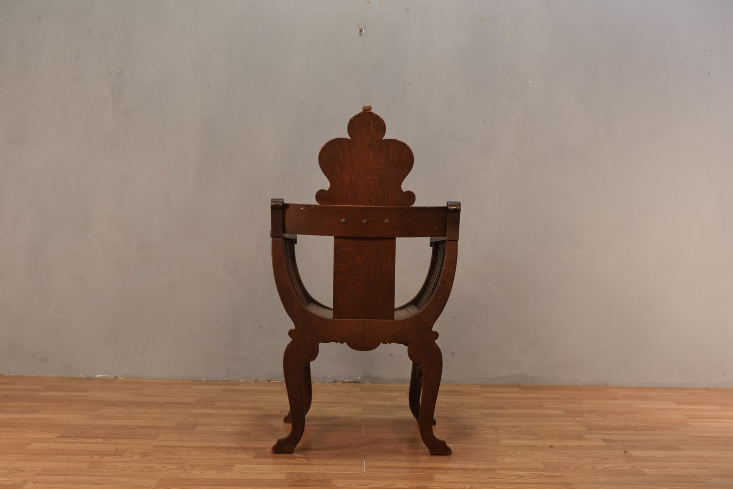 Antique Tiger Oak Savonarola Chair - ONLINE ONLY