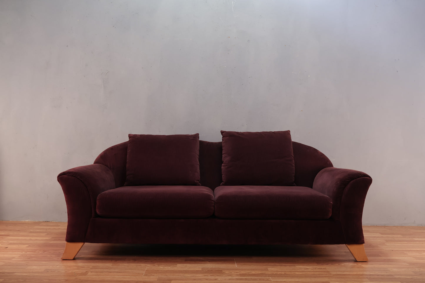 Aubergine Velveteen Sofa- ONLINE ONLY
