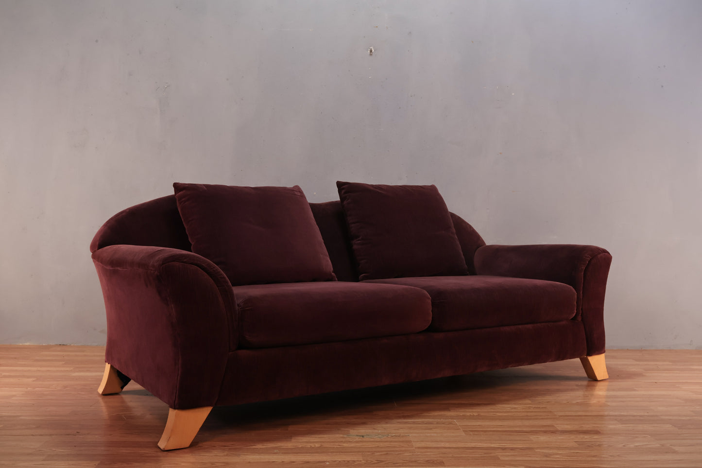 Aubergine Velveteen Sofa- ONLINE ONLY