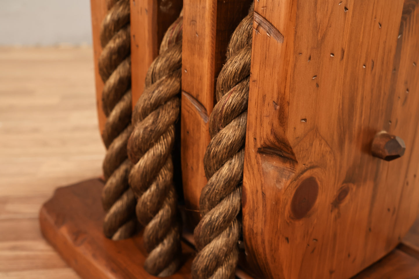 Pine Rope Pulley End Table