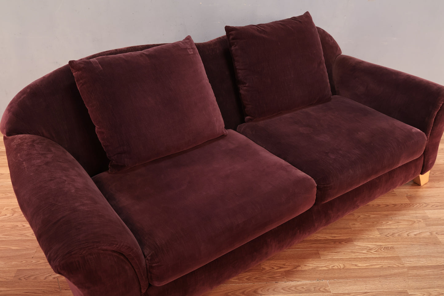Aubergine Velveteen Sofa- ONLINE ONLY