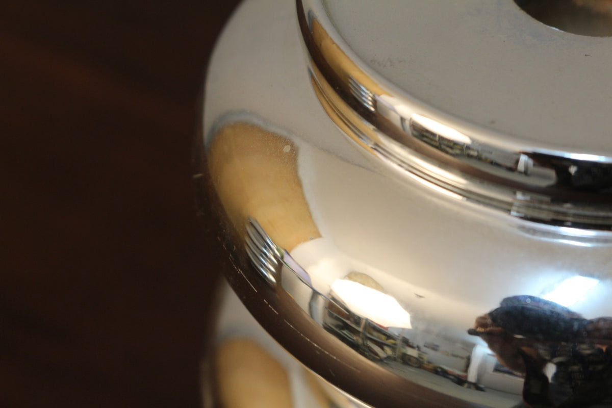 Pair of Chromed Ceramic Candlesticks